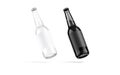 Blank black and white glass beer bottle with label mockup Royalty Free Stock Photo
