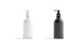 Blank black and white glass pump bottle mockup, looped rotation