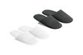 Blank black and white home slippers mock up, side view