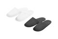 Blank black and white home slippers mockup, side view
