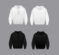 Blank black and white hoodie template. Long sleeve sweatshirts template with clipping path. Royalty Free Stock Photo