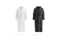Blank black and white hotel bathrobe mockup set, front view