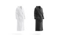 Blank black and white hotel bathrobe mockup set, side view Royalty Free Stock Photo