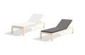 Blank black and white hotel lounger mockup, half-turned view