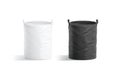 Blank black and white laundry hamper bag mockup, front view