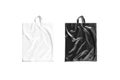 Blank black and white loop handle plastic bag mockup, isolated