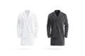 Blank black and white medical lab coat mockup, front view