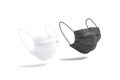 Blank black and white medical protection mask mockup, side view