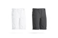 Blank black and white men shorts mockup, side view