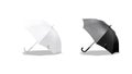 Blank black and white open umbrella mockup lying, looped rotation