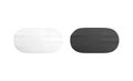 Blank black and white oval interior carpet mockup, top view