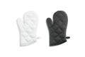 Blank black and white oven mitt mockup back, top view