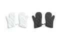 Blank black and white oven mitt mockup pair front, isolated