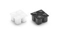 Blank black and white 4 pack yogurt box mockup, isolated