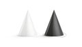 Blank black and white party hat mockup set, isolated