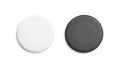 Blank black and white plastic frisbee mockup set, isolated, Royalty Free Stock Photo