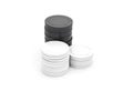 Blank black and white plastic round chip mockup stack, isolated. Royalty Free Stock Photo
