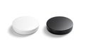 Blank black and white plastic round chip mockup stack, isolated. Royalty Free Stock Photo
