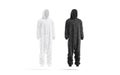 Blank black and white plush jumpsuit mockup, side view