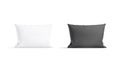 Blank black and white rectangular pillow mockup stand, front view