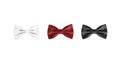 Blank black, white and red bow tie mockup set, isolated Royalty Free Stock Photo