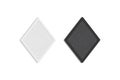 Blank black and white rhombus embroidered patch mockup, top view