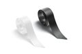 Blank black and white rolled silk ribbon mockup, side view Royalty Free Stock Photo