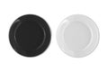 Blank Black and white round dish mockup isolated on white background.
