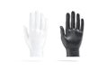 Blank black and white rubber gloves mockup, front back view