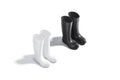 Blank black and white rubber wellington boots mockup, side view Royalty Free Stock Photo