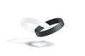 Blank black and white silicone wristband mock up, no gravity