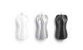 Blank black, white and silver soft bottle mockup lying, isolated