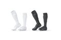 Blank black and white soccer boots with socks tiptoe mockup