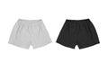 Blank black and white soccer shorts mockup set, front view, 3d rendering. Royalty Free Stock Photo