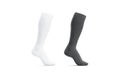 Blank black and white soccer socks toe mockup, side view