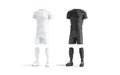 Blank black and white soccer uniform mockup set, side view Royalty Free Stock Photo