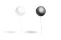 Blank black and white sphere balloon flying mockup, front view