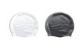 Blank black and white sport swim cap mockup, top view