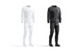 Blank black and white sport tracksuit with bomber, pants mockup