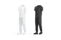 Blank black and white white sport uniform mockup, side vew