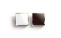 Blank black and white square gold lapel badge mock up