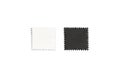 Blank black and white square postage-stamp sticker mockup isolated