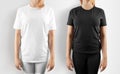 Blank black and white t-shirt design mockup, isolated