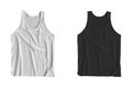 Blank black and white Tank Top fold Shirt Mock-up for man isolated on white background. 3d rendering.