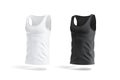 Blank black and white tank top mock up, side view