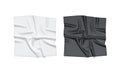 Blank black and white twill silk scarf mockup, top view