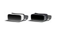 Blank black and white virtual reality goggles mockup, side view