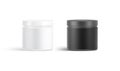 Blank black and white vitamin jar mockup, side view Royalty Free Stock Photo