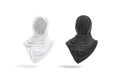 Blank black and white woman muslim hijab mockup, front view