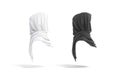 Blank black and white woman muslim hijab mockup, side view